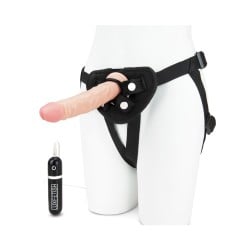 Lux Fetish 6.5" Realistic Vibrating Dildo w/Strap On Harness Set