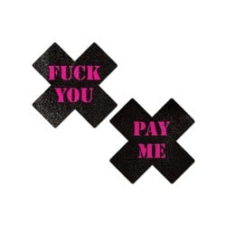Pastease Fuck You Pay Me Cross - Black/Pink O/S