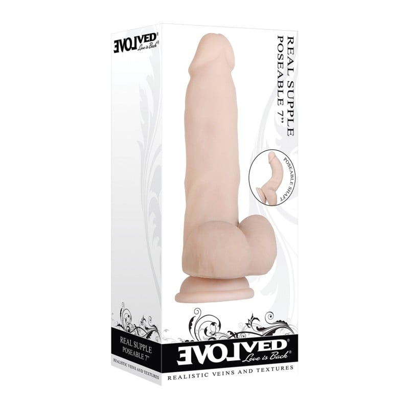 Evolved Real Supple 7' Poseable Dildo Non Vibrating - Light Evolved Real Supple 7' Poseable Dildo Non Vibrating - Light