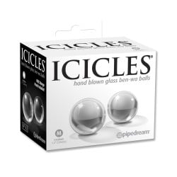 Icicles No. 42 Hand Blown Glass Medium Ben Wa Balls - Clear
