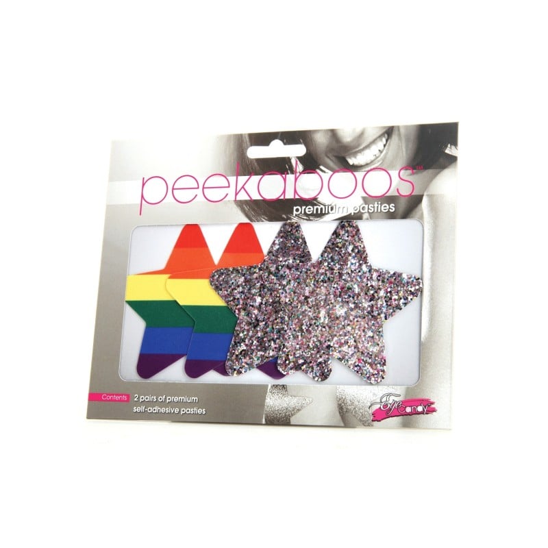 Peekaboos Pride Rainbow Glitter Stars - Pack of 2 Peekaboos Pride Rainbow Glitter Stars - Pack of 2