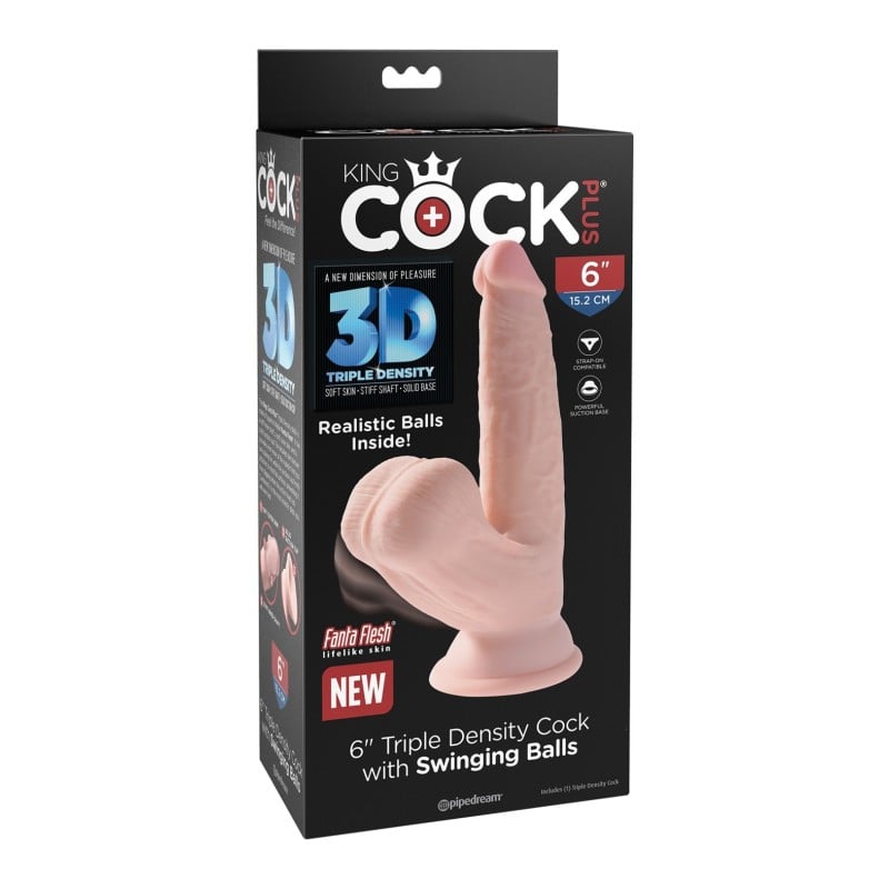 King Cock Plus 6" Triple Density Cock w/Swinging Balls - Ivory King Cock Plus 6" Triple Density Cock w/Swinging Balls - Ivory