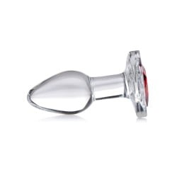 Booty Sparks Red Heart Gem Glass Anal Plug - Small
