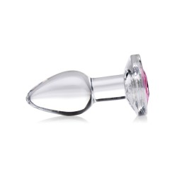 Booty Sparks Pink Gem Glass Anal Plug - Small