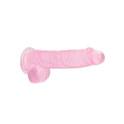 Shots RealRock Realistic Crystal Clear 6" Dildo w/Balls - Pink