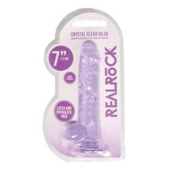 Shots RealRock Realistic Crystal Clear 7" Dildo w/Balls - Purple
