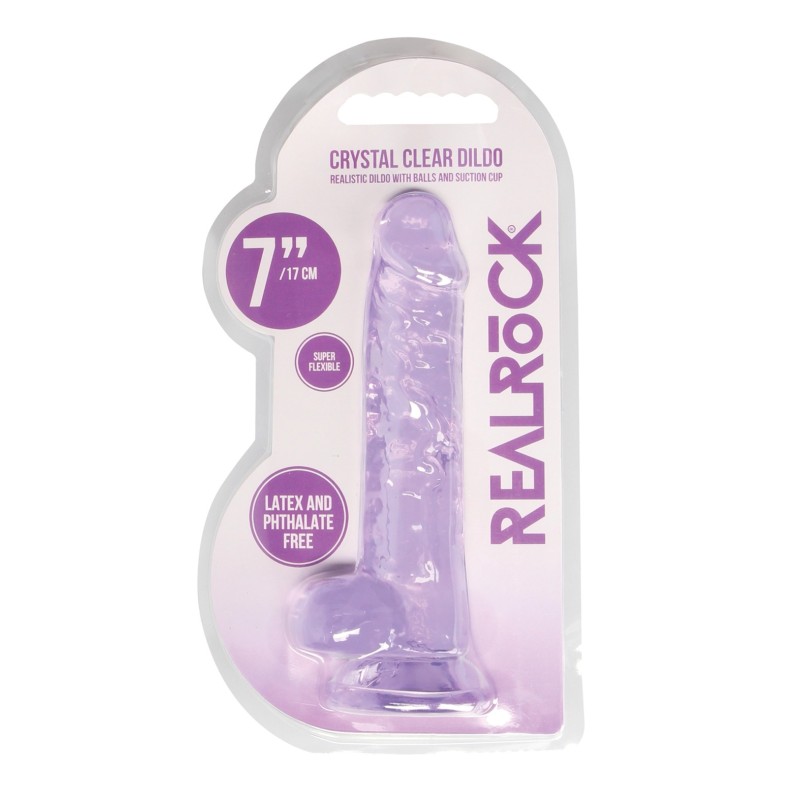 Shots RealRock Realistic Crystal Clear 7" Dildo w/Balls - Purple Shots RealRock Realistic Crystal Clear 7" Dildo w/Balls - Purple