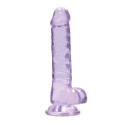 Shots RealRock Realistic Crystal Clear 7" Dildo w/Balls - Purple