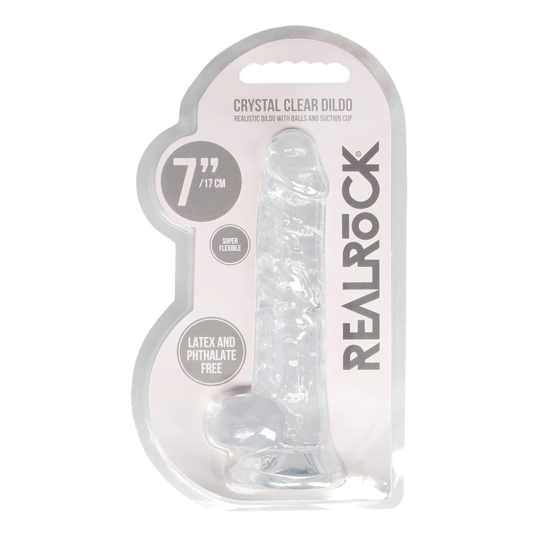 Shots RealRock Realistic Crystal Clear 7" Dildo w/Balls - Transparent Clear Shots RealRock Realistic Crystal Clear 7" Dildo w/Balls - Transparent Clear