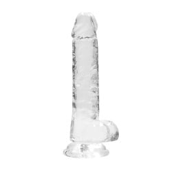Shots RealRock Realistic Crystal Clear 7" Dildo w/Balls - Transparent Clear