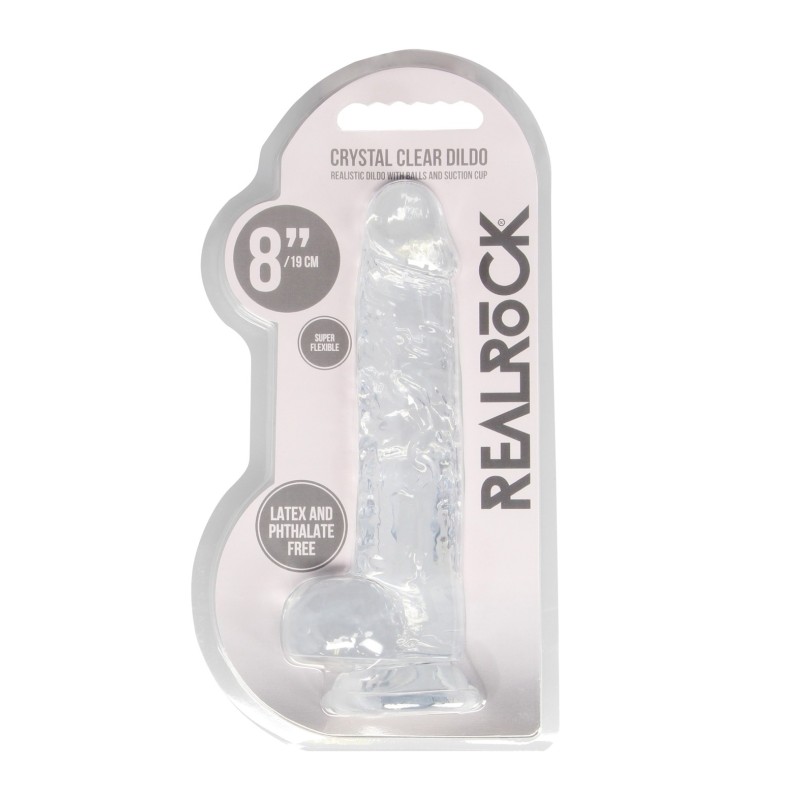 Shots RealRock Realistic Crystal Clear 8" Dildo w/Balls - Transparent Clear Shots RealRock Realistic Crystal Clear 8" Dildo w/Balls - Transparent Clear