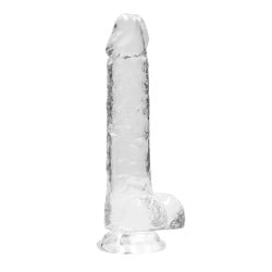 Shots RealRock Realistic Crystal Clear 8" Dildo w/Balls - Transparent Clear