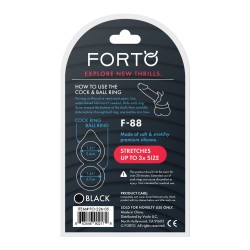 Forto F-88 Double Ring Liquid Silicone Cock Ring - Black