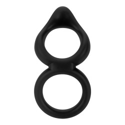Forto F-88 Double Ring Liquid Silicone Cock Ring - Black