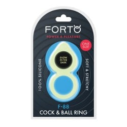 Forto F-88 Double Ring Liquid Silicone Cock Ring - Glow in the Dark