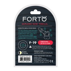 Forto F-19 Two Tone Liquid Silicone Cock Ring - Black/Glow in the Dark