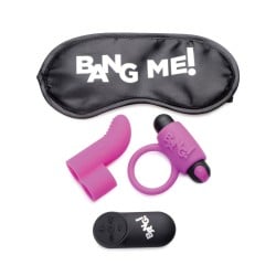 Bang! Couple's Kit with RC Bullet, Blindfold, Cock Ring & Finger Vibe - Purple