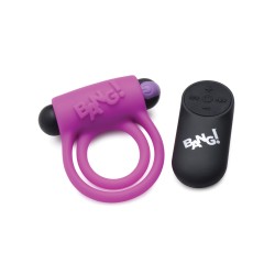 Bang! Vibrating Cock Ring & Bullet w/Remote Control - Purple