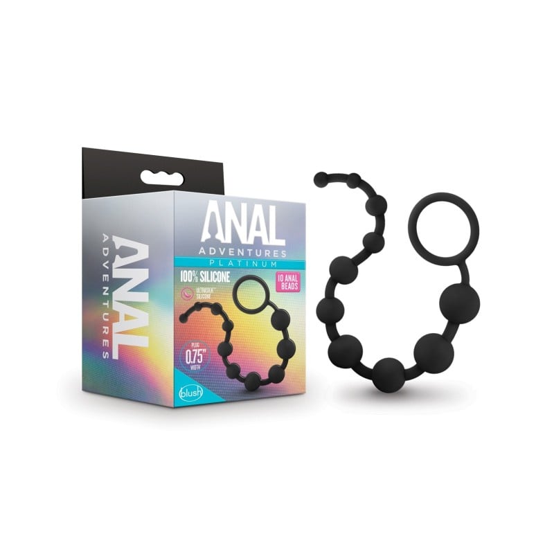 Blush Anal Adventures Platinum Silicone 10 Anal Beads - Black Blush Anal Adventures Platinum Silicone 10 Anal Beads - Black