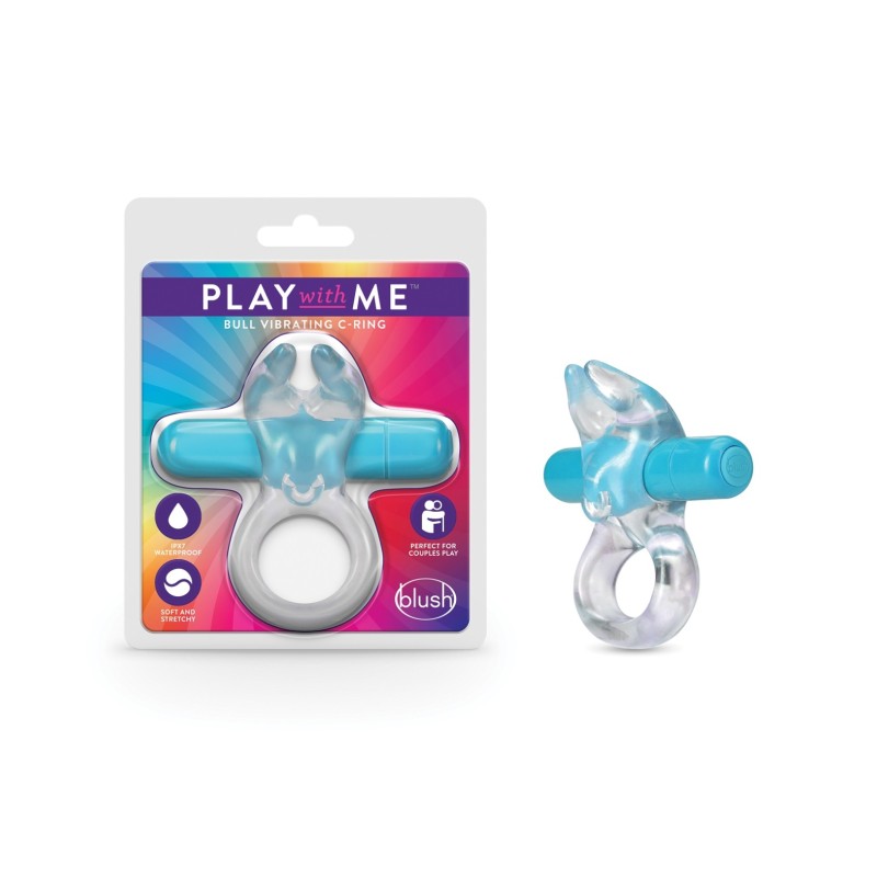 Blush Play with Me Bull Vibrating C Ring - Blue Blush Play with Me Bull Vibrating C Ring - Blue