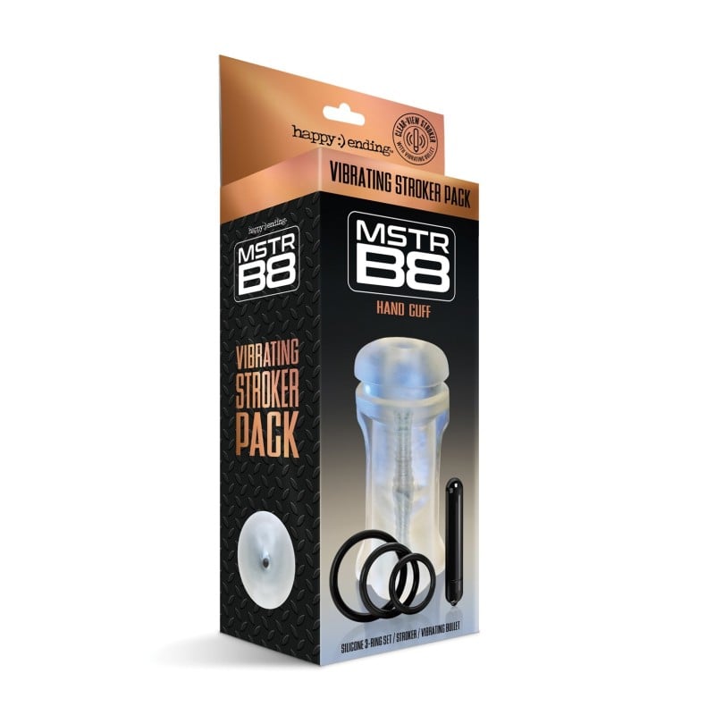 MSTR B8 Vibrating Stroker Pack Hand Cuff - Kit of 5 Clear