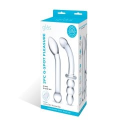 Glas 2 pc G-Spot Pleasure Glass Dildo Set - Clear
