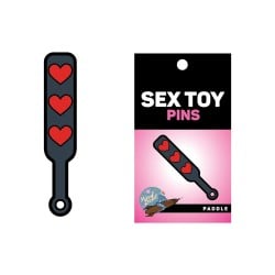 Wood Rocket Sex Toy Hearts Paddle Pin - Black/Red