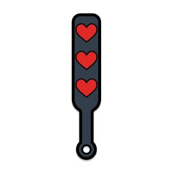 Wood Rocket Sex Toy Hearts Paddle Pin - Black/Red