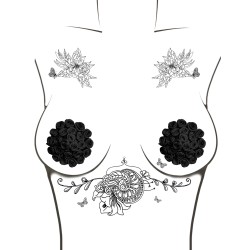 Burlesque Nightfall Roses Reusable Silicone Nipztix - Black O/S