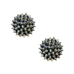 Burlesque Bowser Spike Pleather Reusable Silicone Nipztix - Silver/Black O/S