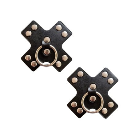 Burlesque Pierced N' Punked Leather Metal X Silicone Reusable Nipztix - Black O/S