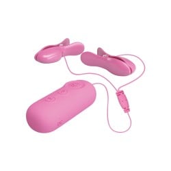 Pretty Love Romantic Wave II Estim & Vibrating Nipple Clip - Pink