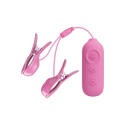Pretty Love Romantic Wave II Estim & Vibrating Nipple Clip - Pink