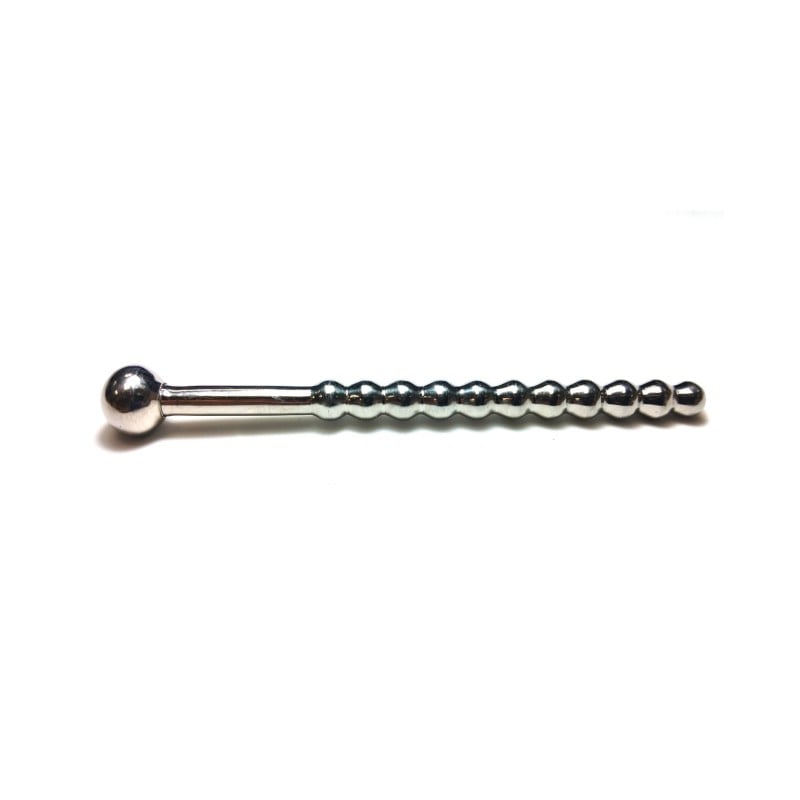Rouge Stainless Steel Beaded Hollow Urethral Probe - 10 cm Long Rouge Stainless Steel Beaded Hollow Urethral Probe - 10 cm Long