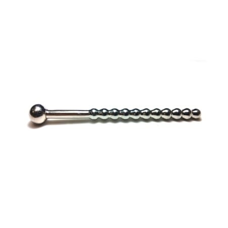 Rouge Stainless Steel Beaded Hollow Urethral Probe - 10 cm Long