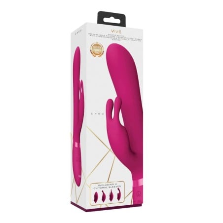 Shots Vive Chou G-Spot Rabbit w/Interchangeable Clitoral Attachments - Pink