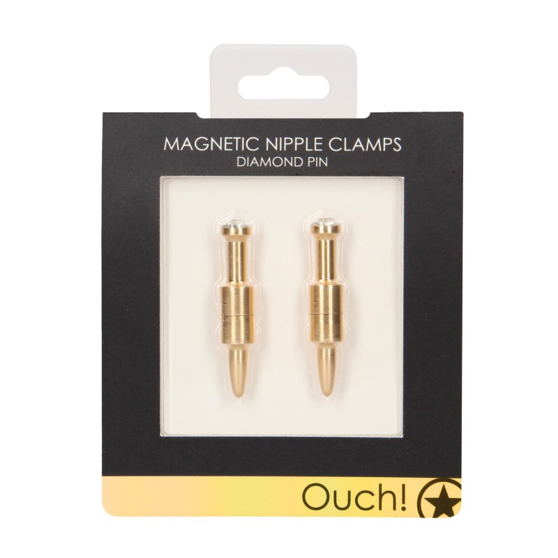 Shots Ouch Pin Magnetic Nipple Clamps - Gold Shots Ouch Pin Magnetic Nipple Clamps - Gold