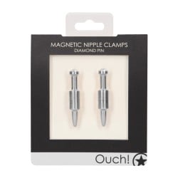 Shots Ouch Pin Magnetic Nipple Clamps - Silver