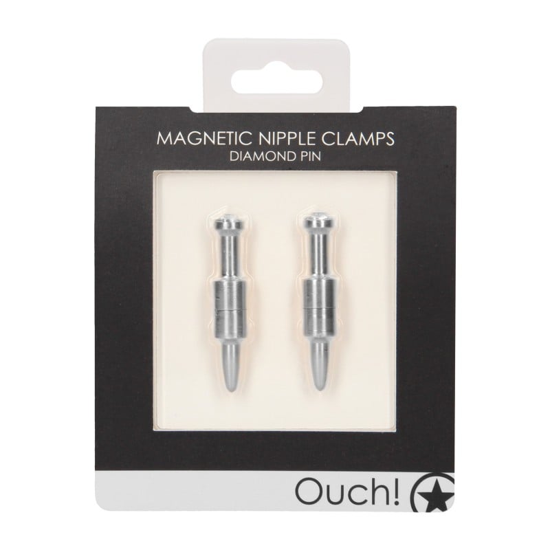 Shots Ouch Pin Magnetic Nipple Clamps - Silver Shots Ouch Pin Magnetic Nipple Clamps - Silver