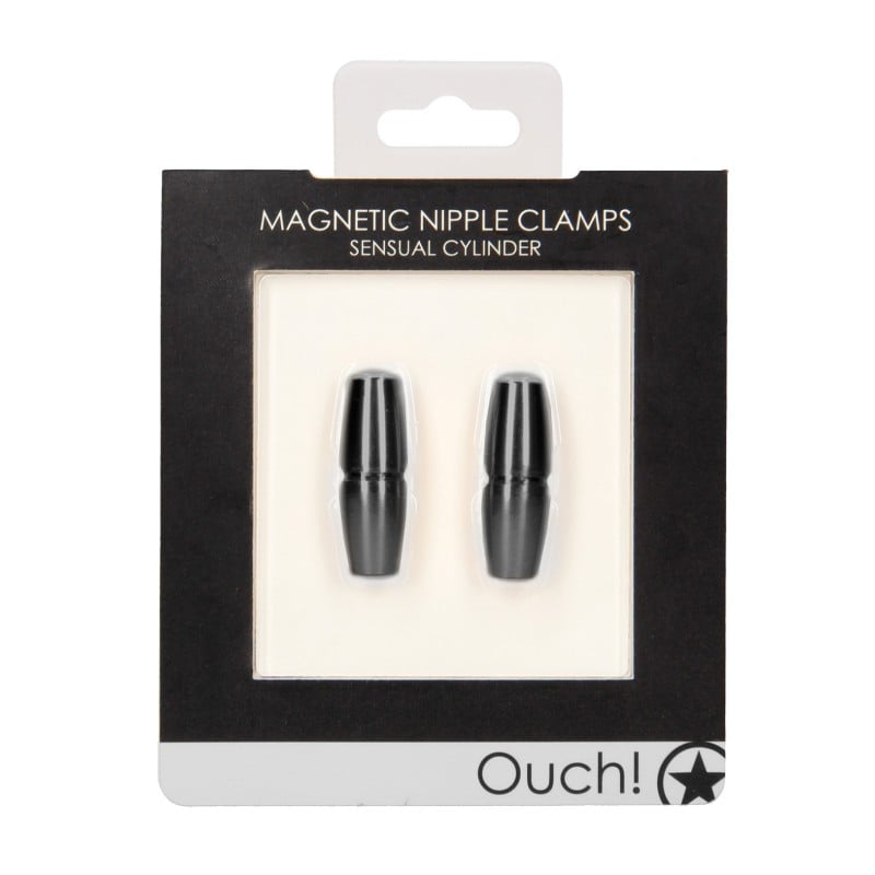 Shots Ouch Sensual Cylinder Magnetic Nipple Clamps - Black Shots Ouch Sensual Cylinder Magnetic Nipple Clamps - Black