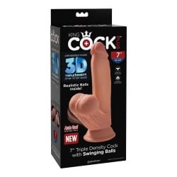 King Cock Plus 7" Triple Density Cock w/Swinging Balls - Tan