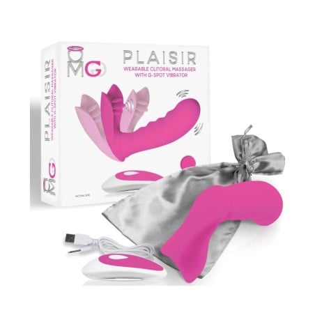 OMG Plaisir Wearable Clitoral Massager w/G-Spot Vibrator - Pink