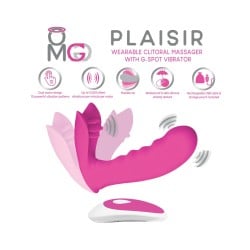 OMG Plaisir Wearable Clitoral Massager w/G-Spot Vibrator - Pink