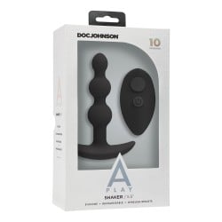 A Play Shaker Rechargeable Silicone Anal Plug w/Remote - Black