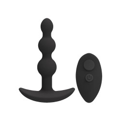 A Play Shaker Rechargeable Silicone Anal Plug w/Remote - Black
