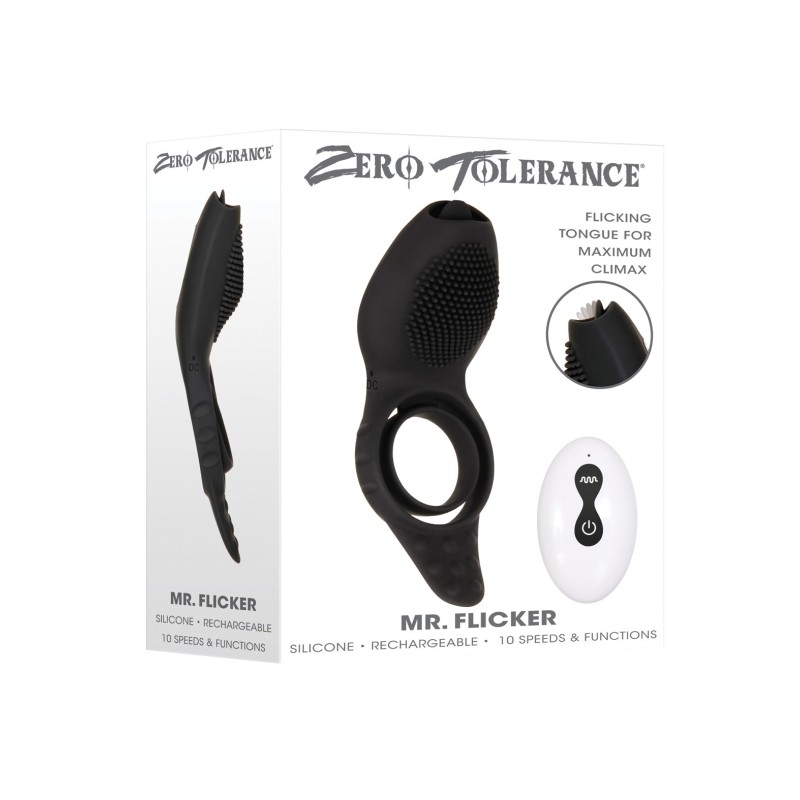 Zero Tolerance Mr. Flicker Vibrating Cock Ring - Black Zero Tolerance Mr. Flicker Vibrating Cock Ring - Black