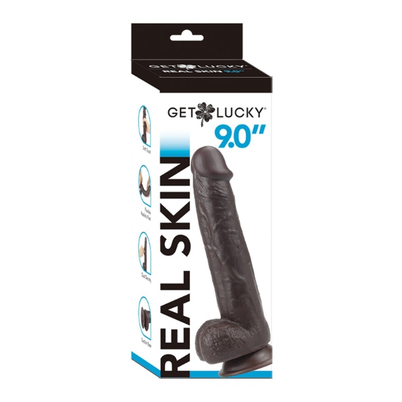 Get Lucky 9.0" Real Skin Series - Dark Brown Get Lucky 9.0" Real Skin Series - Dark Brown