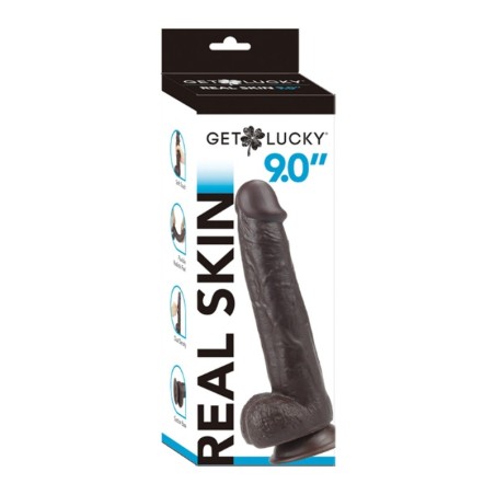 Get Lucky 9.0" Real Skin Series - Dark Brown
