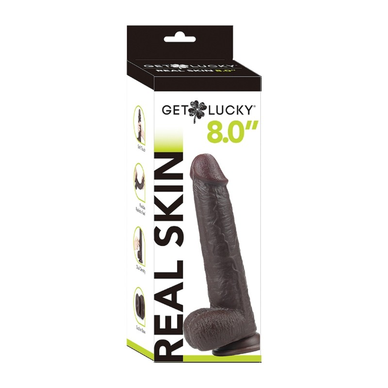 Get Lucky 8.0" Real Skin Series - Dark Brown Get Lucky 8.0" Real Skin Series - Dark Brown