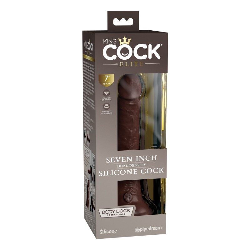 King Cock Elite 7" Dual Density Silicone Cock - Brown King Cock Elite 7" Dual Density Silicone Cock - Brown